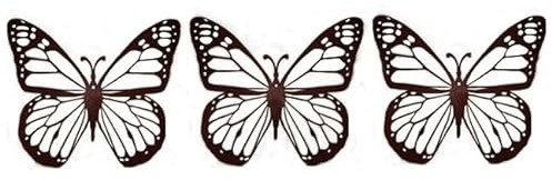 UNUS Lot de 3 décorations de jardin en forme de papillon - Aspect rouille - En métal rouillé - Pour jardin, terrasse, balcon