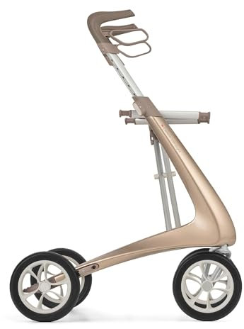 byACRE Carbonio Ultralight Rollator Walker – deambulatore in carbonio più leggero al mondo, solo 4,8 kg, uso interno ed esterno, pieghevole, con sedile e facile da trasportare (oro champagne, binario
