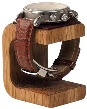 Generic Supporto per orologi in legno, elegante supporto per orologi con cuscinetto in pelle, organizer per gioielli, per riporre ed esporre orologi, collane, bracciali