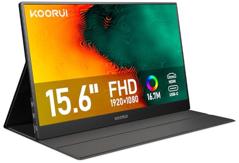KOORUI Monitor Portatile15.6 FHD Altoparlanti Incorporati HDMI USB Type C