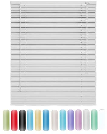 Persiana Veneciana de Aluminio Interior, 25mm Estores para Ventanas de Baño Opacas Impermeables Persianas Venecianas Horizontales Hogar Y Cocina 25cm-165cm W(Silver)