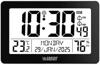 La Crosse Technology WS8008 väggmonterad radio väggklocka - svart