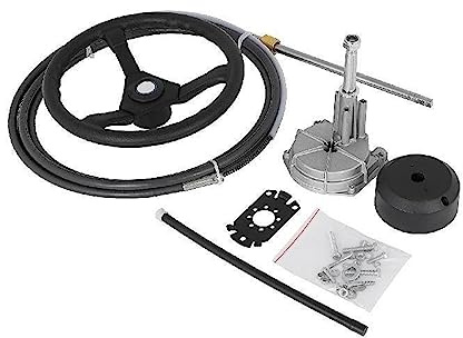 de dirección marina fuera de borda, rueda giratoria de 13 , Cable mecánico de 10'-16' for yate, pesca, motor marino, accesorios for barcos(15 FT Cable)