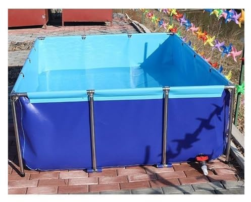 UZAMIRLEX Lago Artificiale Pieghevole, Laghetto for Pesci Pieghevole in Tela, Piscina Portatile for acquacoltura con Coltello in Acciaio Inossidabile e PVC, Panno Blu(1 * 0.6 * 0.3m)