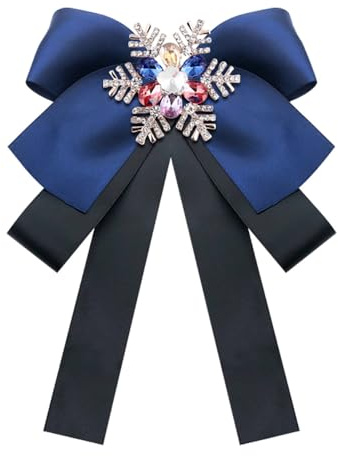 Strass Fiocco di Neve Grande Fiocco Nastro Pre-legato Fiocco Collo Cravatta Spilla Risvolto Pin per Le Donne CZ Inverno Fiore Vestito Corpetto Decorazione Spille Pins Gioielli di Natale