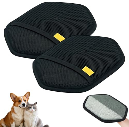 FUXNGZI 2PCS Gant Anti Poils Animaux, 2026 Brosse Anti Poils Animaux, Gant Poils Animaux pour Meubles, Vêtements, Tapis & Voiture, Idéal pour Chiens & Chats (Noir)