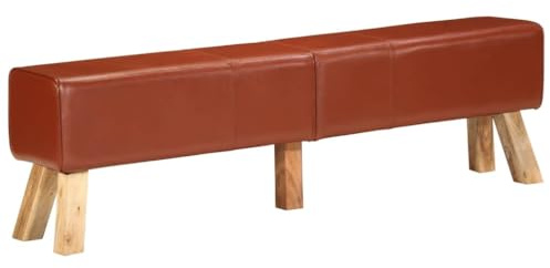 Mokuyary Panca da Ginnastica Marrone 160 cm Vera Pelle per Esercizio Palestra a Casa Ufficio