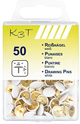 K3T 48088 Reißnägel 50er Packung, weiß, 10mm