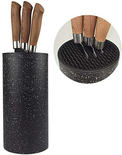 Universal Knife Block without Knives Multi-Functional Freedom Knife Storage Stand Resin Round Knife Holder Unique Design Slot to Protect Blades Detachable Easy to Clean Countertop Knife Holder