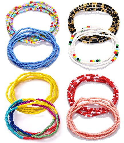 KOHOTA Pärlor midjeset för kvinnor afrikansk pärlstav kroppskedja midja magkedja stretchig elastisk sträng flerfärgad halsband armband ankelkedja sexig bikini sommarsmycken, En storlek, Plast, Kubisk