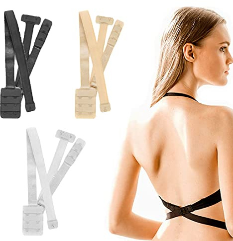 Lot de 3 bretelles réglables pour femmes extensions de soutien-gorge dos nu bretelles convertibles col en V profond licou robe de soirée de mariage