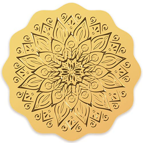 CRASPIRE 100 st guldfolie klistermärken präglade certifikattätningar självhäftande medalj dekoration certifiering examen företag notarie kuvert (Mandala)