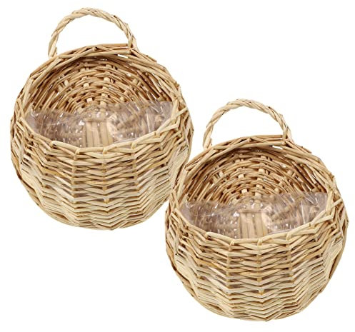 Cabilock 2 Vasi Fiori In Rattan Appendere Alla Parete Composizione Floreale In Legno