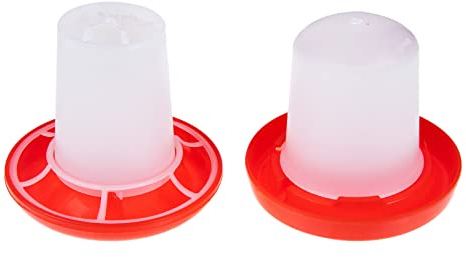 Mini Futter und Hühnertränke - Hühner Futterspender (10.2x9.2cm, 160g) und Tränke (10.2x8.7cm, 0.16ltr) - Futtertrog für Küken - Hühner Zubehör Geflügeltränke Futterautomat Hühner