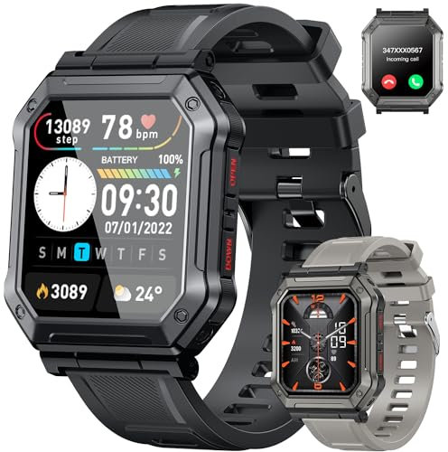 Smartwatch Reloj Inteligente Hombre con Llamadas: Bluetooth Impermeable Smart Watch 112 Modos Deportivo Podometro Pulsera Ritmo Cardíaco Monitor Digital Actividad Fitness Tracker para iPhone Android