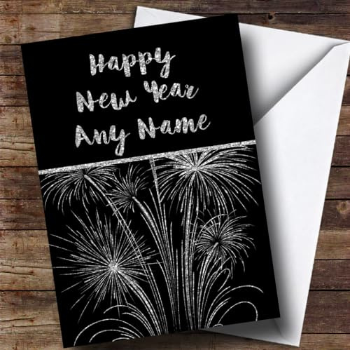 Silver Fireworks Personalised New Years Card | New Year Card | Happy New Year Card
