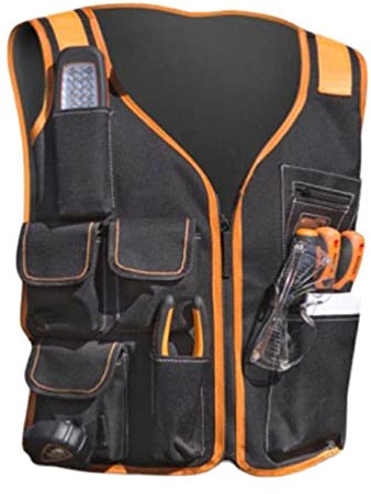 Sicherheits-Arbeitsweste Werkzeugweste Wartungsset Multi-Pocket Weste Oxford Tuch Arbeitsweste mit Multi-Taschen Werkzeughalter Arbeitsweste