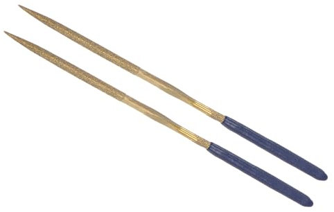 CoCud Lima ad Ago Rivestita in Diamante, Attacco 3mm Lunghezza 140mm, Lima Triangolare Rivestita in Titanio - (Applicazioni: per Metallo Vetro Pietra), 2pz