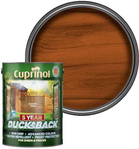 SAVING HUB Ducksback Fence Paint 5L - Garden Fence&Shed Paints - Non Drip Formula, for Rough Sawn Wood - Water Repellent Frost Protection, Sheds Fences Paint - Wooden Fences Paints (Autumn Gold)