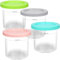 GINOYA Ice Cream Tubs for Ninja NC300UK, Containers with Lids, 4pcs Pint Accessories Compatible with Ninja Ice Cream Maker NC300UK (Grey, Not Suitable for Deluxe NC501)