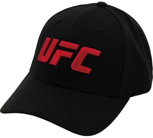 Concept One UFC Baseball Hat, 6 Panel Flex Fit Active Sport Cap with Curved Brim Cappellino, Svart, Unisex Vuxen, Svart, one size