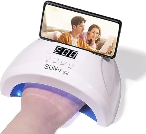 SQUADO Lampada UV LED Per Smalto, 48W, 4 Impostazioni Timer, Sensore Automatico, Con Supporto Per Telefono, 30 Perline Disegni Nail Art