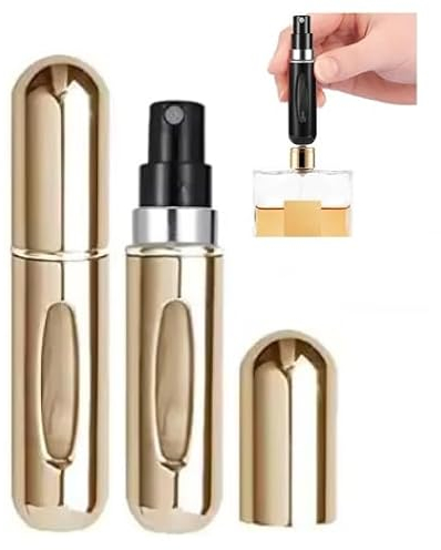 Fia Direct 5ML Perfume Atomiser Aftershave Travel Refillable Bottle Portable Handbag Spray-Nicotine Free (Glossy Gold)
