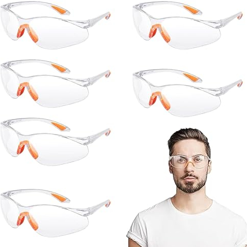 GFTCGK 6 Stück Schutzbrille, Schutzbrillen Arbeitsschutzbrille, Arbeitsschutzbrille, Für Sicheren Schutz Laborbrille Arbeitsschutzbrille Kratzfeste Linsen Für Damen Herren Kinder