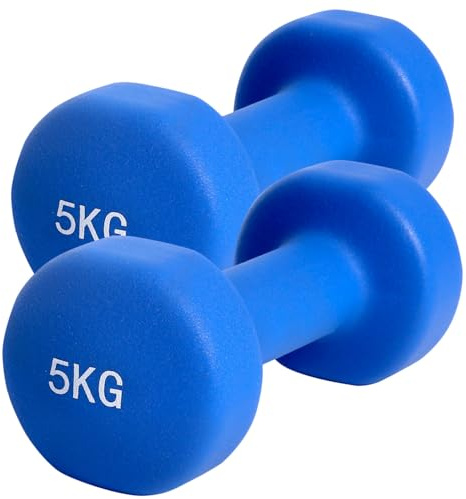 Train Hard® hantlar neopren set om 2 hantlar kvinnor hantelset liten hantel hantelsats (2 x 5,0 kg azurblå)