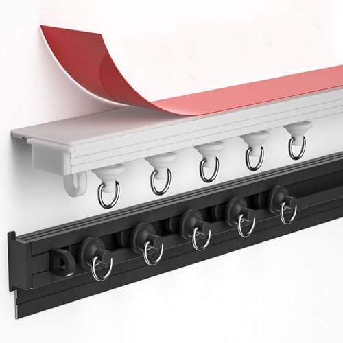 WWERTYY Rieles para Cortinas de Pared y Techo autoadhesivos, rieles y Accesorios de Aluminio para Cortinas de 70 a 600 cm, Barras de Cortina Adhesivas divisorias para Ventana salediza, RV