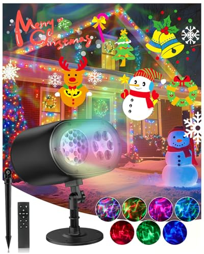 CAVWVTYU Projektor Verbesserte hellere HD-Halloween-Weihnachtsprojektorlichter, IP67 wasserdichtes Außenprojektorlicht mit Aurora, festliche Atmosphärenprojektionslichter für Haushof-Partydekorationen