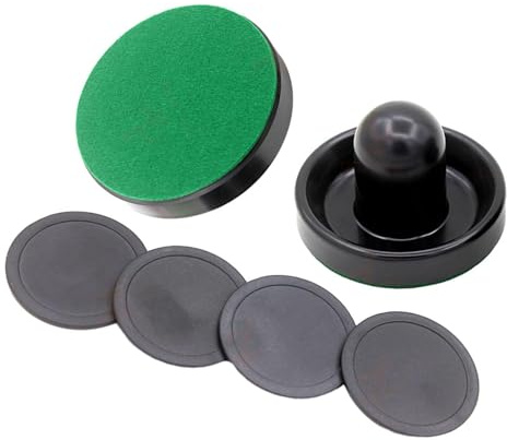 ICDKOYK Airhockey-pucker och -matcher i standardstorlek för barnspelsbord, reservdelar, fester, hållbara och miljövänliga, arkadspel inomhus, familjespelutrustning, sportfest, Svarta pushers, 96 mm