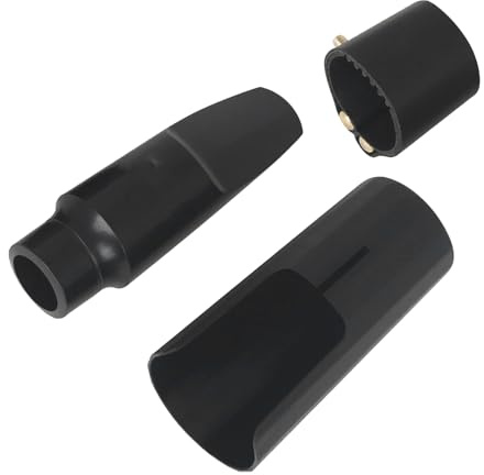 VGEBY Ensemble d'embouts de Saxophone Alto Embout en Plastique avec Ligature et Capuchon en Cuir 8,9 X 2,8 X 2, Cm Raccord à Vis Réglable pour la Pratique et la Performance des Débutants (BLACK)