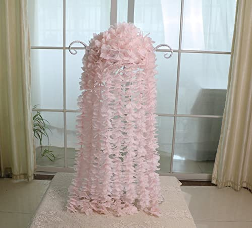 LUSHIDI 32.8Ft Artificial Silk Wisteria Vine Hanging Flowers Garland Home Outdoor Wedding Arch Garden Wall Decor,Pack of 10(Pink)