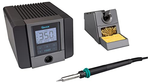 QUICK TS2200 digital regelbare ESD 90 Watt inkl. Lötkolben mit hochleistungs Heizelement und Zubehör SMD Lötstation für Industrie, Labor, Schule und Hobby