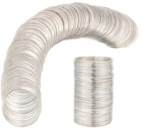 BENECREAT 500 Gira Filo di Memoria Filo di Perline Colore Argento Filo per Bracciale Gioielli Costume Artigianale Spessore 0,6mm 4 PCS Circa 125 Giri/PC