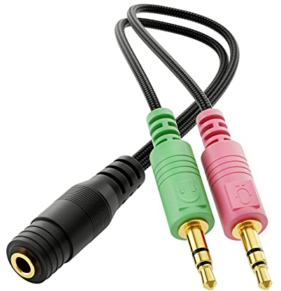 deleyCON Adapter Audio Klinken Y Adapter Kabel Stereo - 1x 3,5mm Klinke Buchse CTIA 4 Polig TRRS auf 2X 3,5mm Klinke Stecker - Smartphone Headset an PC oder Laptop