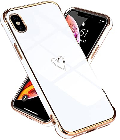Lafunda kompatibel mit iPhone X/iPhone XS Handyhülle Mädchen Liebesherz Silikonhülle weich TPU Hülle Ultra dünn Stoßfeste Schutzhülle Bumper Silikon case für iPhone X/Xs Weiß