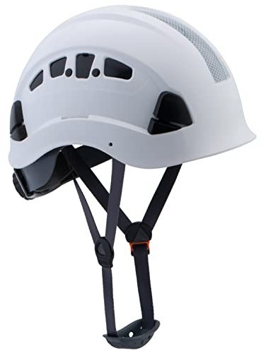 Hard Hats Construction Safety Helmet ANSI Z89.1 Approved OSHA Hardhat, LOHASPRO Vented Men Worker White Hard Hat with Chin Strap Tree Climbing Rescue Arborist Helmet (P1 White)