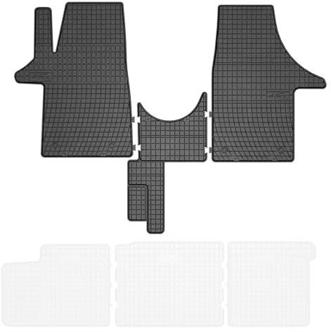 FROGUM EL Toro Gummimatten Ganzjähriges-Set von Autofussmatte Auto Fußmatten für Volkswagen Transporter T5 2003-2015, für VW Transporter T6 2015-2019 | Beständiges Gummi Material | 1,5cm Schutzkante