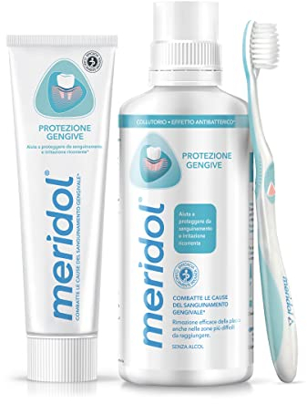 meridol Kit Special Pack Gengive sane, contiene il dentifricio 75ml il collutorio 400ml e spazzolino I Protezione e Cura delle Gengive