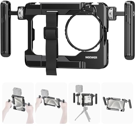 NEEWER Rig Vidéo Universel pour Smartphone avec Adaptateur Filtre 67mm Griffe Anti Chute Compatible avec DJI Micro Stabilisateur Cage Téléphone pour iPhone 16 Pro Max S24 Ultra Pixel 9 Pro, PA017