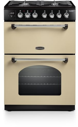 Rangemaster Classic CLA60DFFCR/C 60cm Dual Fuel Cooker, Double Oven, A Rated - Cream