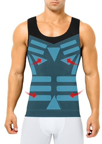 Casey Kevin Canotta Compressione Uomo Shapewear, Canotta Contenitiva Maglia Contenitiva Uomo Snellente Intimo Fitness Dimagrante Fascia Pancia Canottiera, 3XL