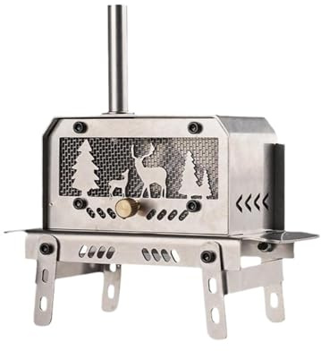 Foyer d'extérieur portable en acier inoxydable - Mini poêle à charbon pliable amovible pour le camping
