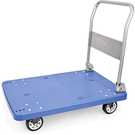 WAS 4428 300 Chariot à Plateforme en polypropylène avec 4 roulettes Longueur 100 cm Largeur 60 cm Hauteur 84 cm