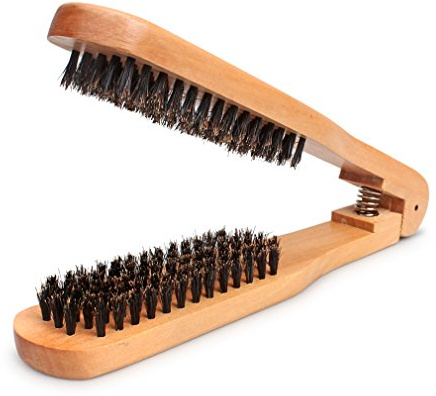 Amariver DIY Salon Hairdressing Hair Straightener Wooden Anti-static Dual-Brush Comb