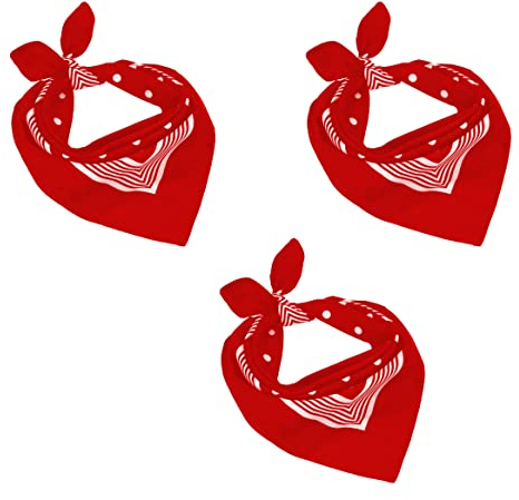 Betz 3 Stück Nickitücher Hexentücher XXL Größe 70x70 cm Bandana Kopftuch Halstuch Trachtentuch 100% Baumwolle Punkte Farbe rot