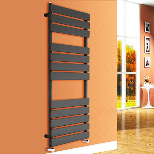 NRG 1200x450 Flat Panel Heated Towel Rail Bathroom Rad Radiator Anthracite