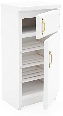 Odoria 1/12 Miniatura 2 Puerta Refrigerador Blanco Madera Muebles para Casa de Muñecas